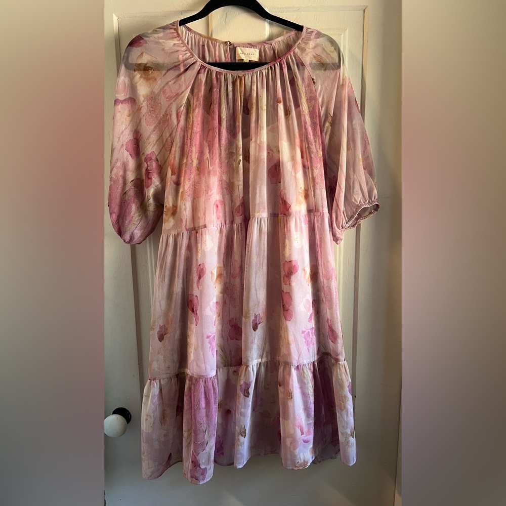 Melloday Pink Floral Tiered Babydoll Dress